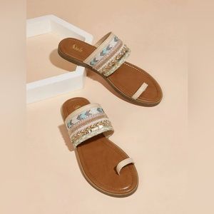 SHEIN Braided Detail Knit Thong Sandals